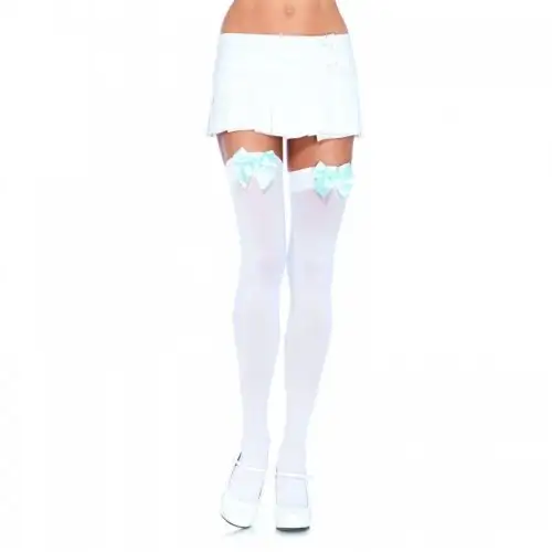 Чулки Leg Avenue белые с красным бантом photo 1