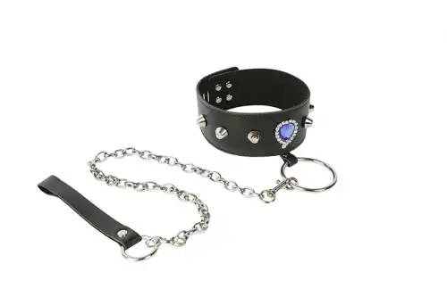 Дизайнерский черный ошейник с поводком photo 1