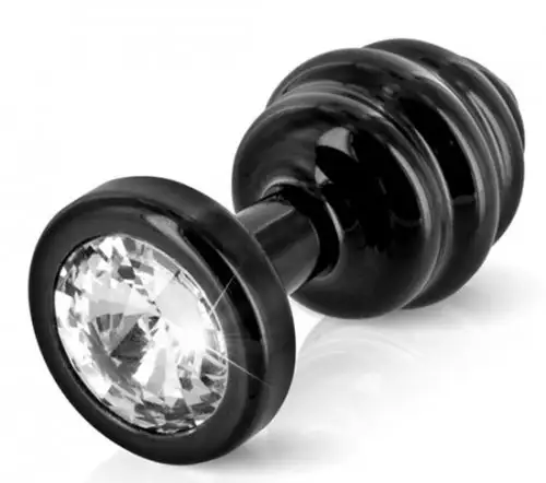 Анальный плаг металлический со стразой Сваровски Diogol Ano black, 3.5 см photo 1