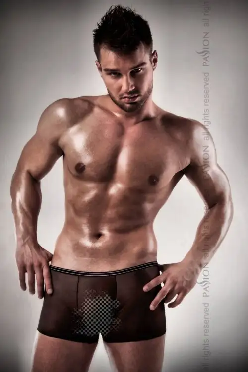 Мужские эротические прозрачные трусы Passion 025 SHORT, черный