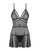 Эротический кружевной комплект с сеточкой Obsessive 838-BAB-1 babydoll & thong black L/XL, черный photo 3