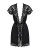 Сатиновый открытый пеньюар на поясе Obsessive 810-PEI–1 peignoir black L/XL, черный photo 3