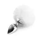 Металлическая анальная пробка М Art of Sex - Metal Butt plug Rabbit Tail, Белый photo 1