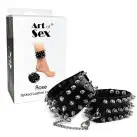 Поножи с шипами из натуральной кожи Art of Sex - Rose, цвет черный photo 3